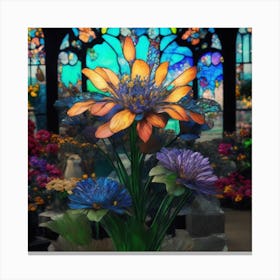 Stained Glass Flowers Canvas Print