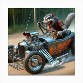 Wolf In A Car 7 Canvas Print