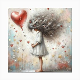 Heart Balloon Girl Canvas Print