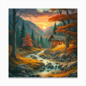 A peaceful, lively autumn landscape 7 Canvas Print