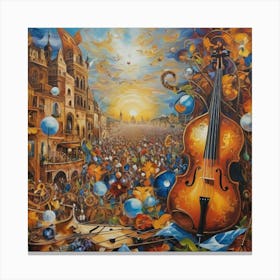 Violin In The City Canvas Print