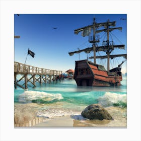 Ship by a pier Canvas Print