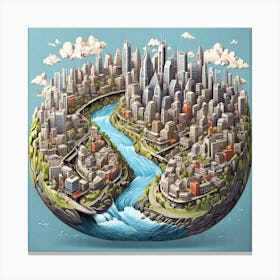 3d Cityscape Canvas Print