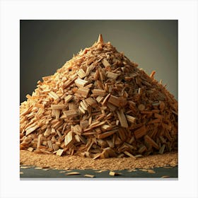 Pile Of Wood Chips On A Black Background Canvas Print