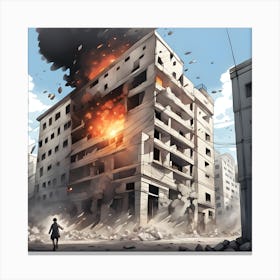 Building Is on Fire Canvas Print