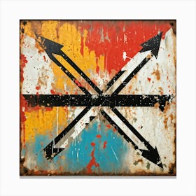 Grunge Style Digital Painting Of A Vintage Icon Divided By Black And Grimy White Lines An Isolated (2) Canvas Print