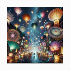 Lanterns In The Sky Canvas Print