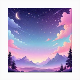Sky With Twinkling Stars In Pastel Colors Square Composition 278 Canvas Print