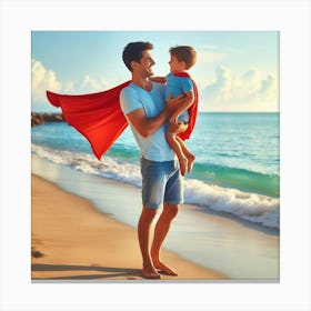 Happy Family On The Beach Canvas Print