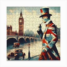 Abstract Puzzle Art English gentleman in London 10 Canvas Print