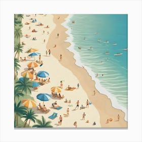 Illustration Of A Beach Canvas Print