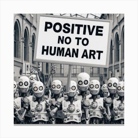 AI Art No To Human Art Canvas Print