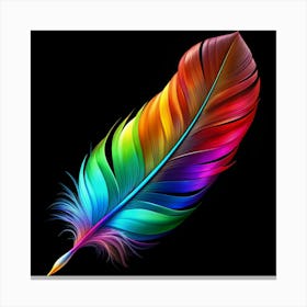 Colorful Feather Isolated On Black Background Canvas Print