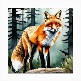 Fox In The Woods 45 Canvas Print