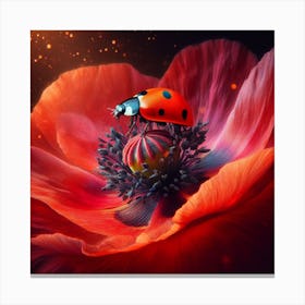 Ladybird and Red Poppy  Canvas Print
