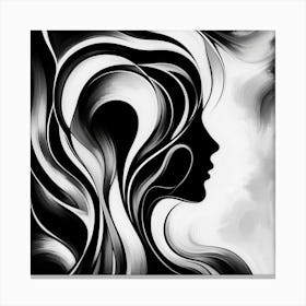 Black And White Portrait Of A Woman Canvas Print