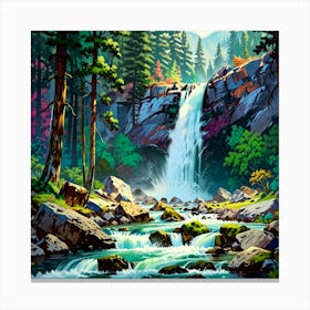 Waterfall In The Forest 3 Canvas Print