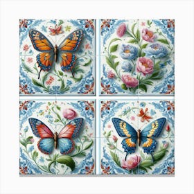 Decorative Art Butterfly Tiles 1 Canvas Print