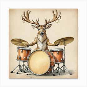 Deer Drumming 4 Canvas Print