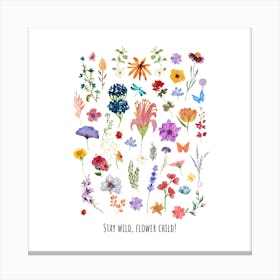 Stay Wild, Spring Flowers WallArt Canvas Print