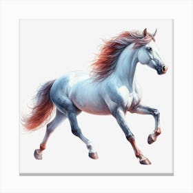 White Horse Galloping Canvas Print