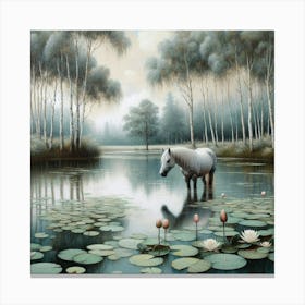 Horse In A Pond 1 Canvas Print