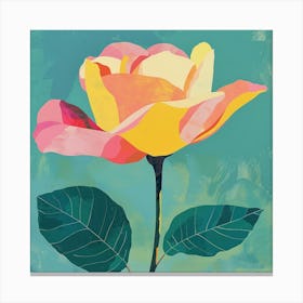 Rose 4 Square Flower Illustration Canvas Print