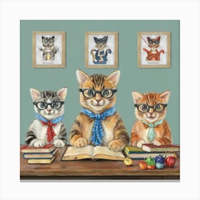 Clever Cats Classroom Capers Print Art Canvas Print