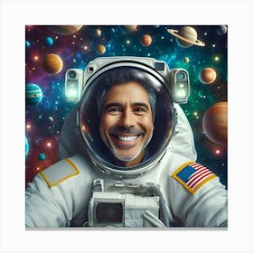 A Man Flying In Space Canvas Print