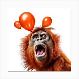 Orangutan With Balloons 3 Canvas Print