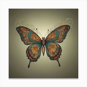 Butterfly On A Brown Background Canvas Print