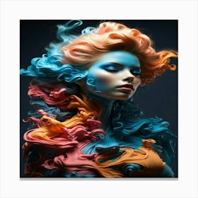 Woman With Colorful Hair 3 Canvas Print