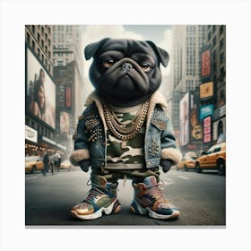 Pug Dog In The City Canvas Print