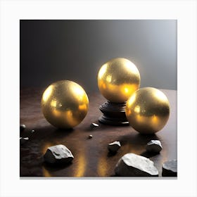 Golden Spheres And Stones Canvas Print