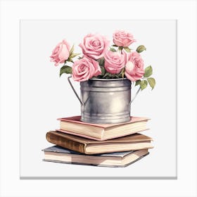 Roses In A Bucket Canvas Print