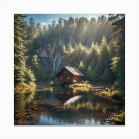 Cabin In The Forest Canvas Print