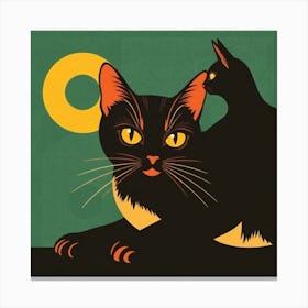 Cat And Moon Canvas Print