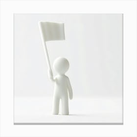 White Man Holding A White Flag Canvas Print