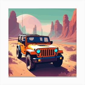 Jeep In The Desert Canvas Print