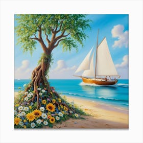 Tree On The Beach 1 Canvas Print