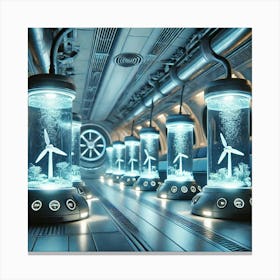 A Futuristic Submarine Interior Powered By Hydro P Canvas Print