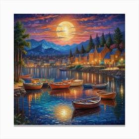 Moonlight On The Lake 4 Canvas Print