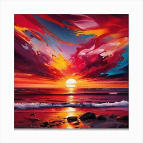 Sunset Over The Ocean 34 Canvas Print