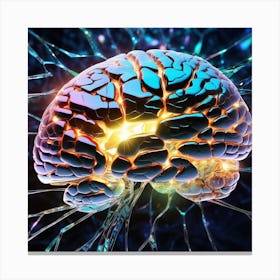 Brain With Shattered Glass Canvas Print