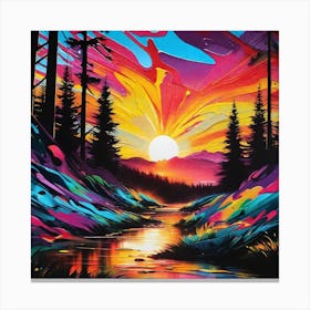 Sunset In The Woods 3 Canvas Print