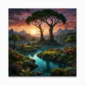 Fantasy Landscape With Trees Canvas Print