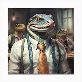 Lizards In Suits 1 Canvas Print