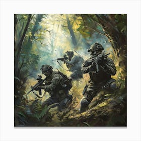 Scouts In The Woods 1 Canvas Print