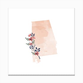 Alabama Watercolor Floral State Canvas Print