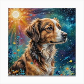 Starry Night Dog Canvas Print